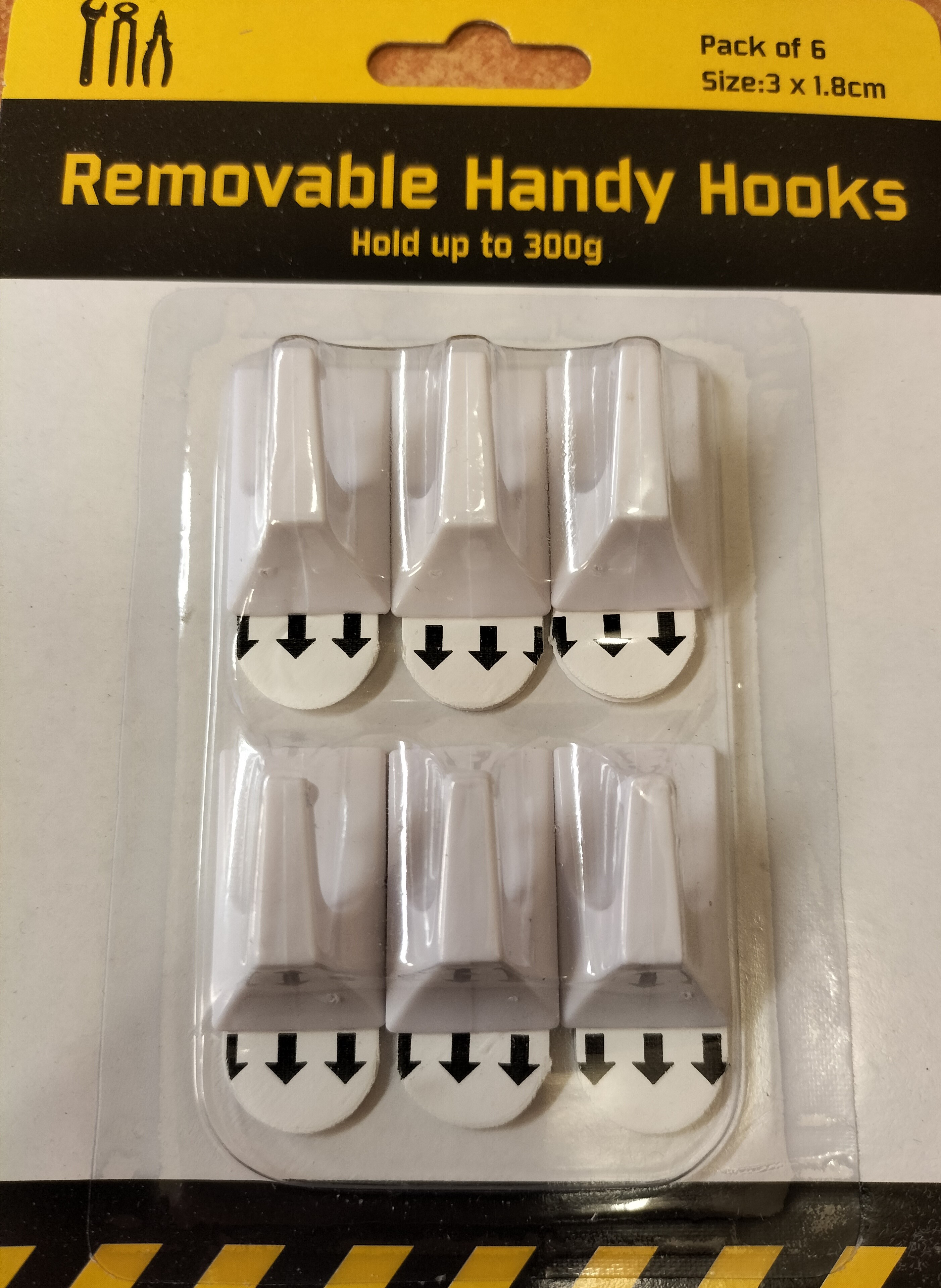 Removeable Hooks White Pk6 (Hold 300gm)